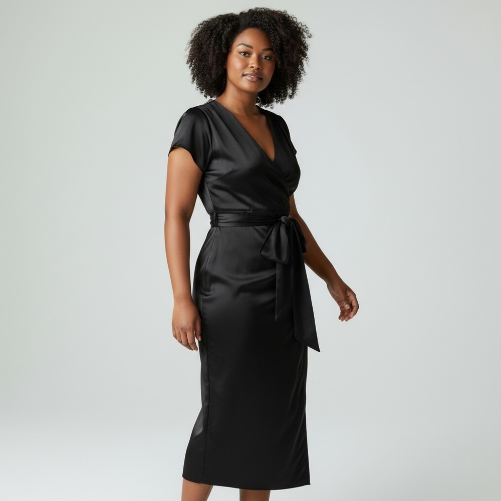 PINUP COUTURE Ava Retro 50s Black Wrap Dress - Large